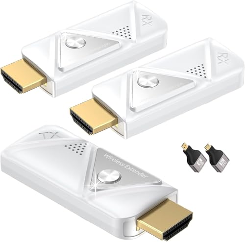 KVZOO Wireless HDMI Transmitter and 2 Receivers DT257W-H 1080P Compatible HDMI 5.1 Surround 2.4G+5G WLAN