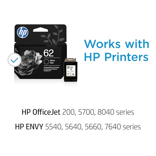 HP 62 Black Ink Cartridge | Inkjet | Compatible with OfficeJet and ENVY Models | C2P04AN