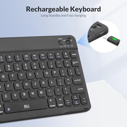 Rii RK302 Bluetooth Keyboard, 78-Key Wireless Slim Design for iPad, Android, Samsung, Windows, Mac, Linux, Tablets & Laptops