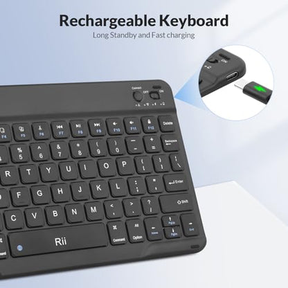 Rii RK302 Bluetooth Keyboard, 78-Key Wireless Slim Design for iPad, Android, Samsung, Windows, Mac, Linux, Tablets & Laptops