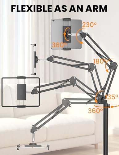 SteelStorm Floor Tablet Stand STEELSTORM-L7 Universal Holder, Adjustable Height, 360-Degree Rotation, Compatible with Devices 4.7"-12.9"