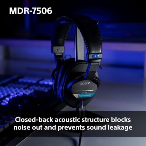 Sony 40mm MDR7506 Over-Ear Headphones 20Hz-20kHz Wired Studio Headphones