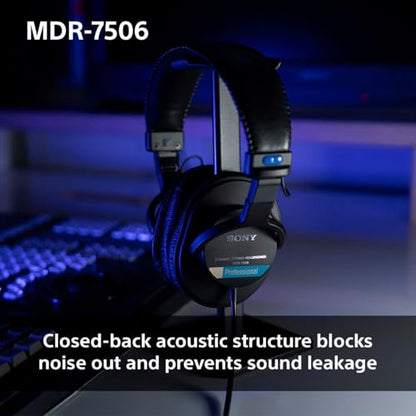 Sony 40mm MDR7506 Over-Ear Headphones 20Hz-20kHz Wired Studio Headphones