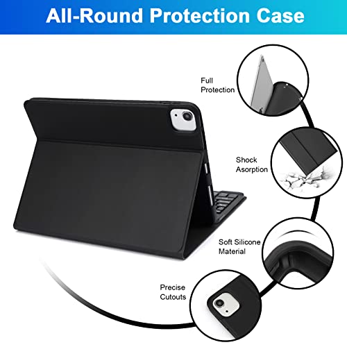 SOPPY 11-inch Keyboard Case with Detachable Wireless Mouse, Bluetooth, Rechargeable, Ambidextrous, Black