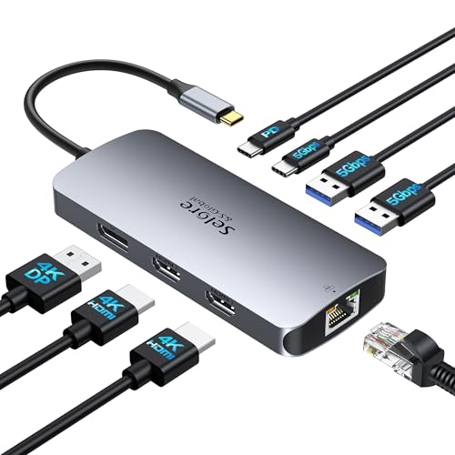 Selore&S-Global UC0517 USB C Docking Station 8 Ports Dual Monitor 4K Display