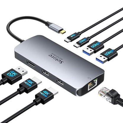 Selore&S-Global UC0517 USB C Docking Station 8 Ports Dual Monitor 4K Display