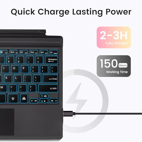 Sunnymark SF-1089A-C Black QWERTY Wireless Keyboard for Microsoft Surface Pro - Bluetooth - Battery Powered - Lightweight - Plastic Enclosure
