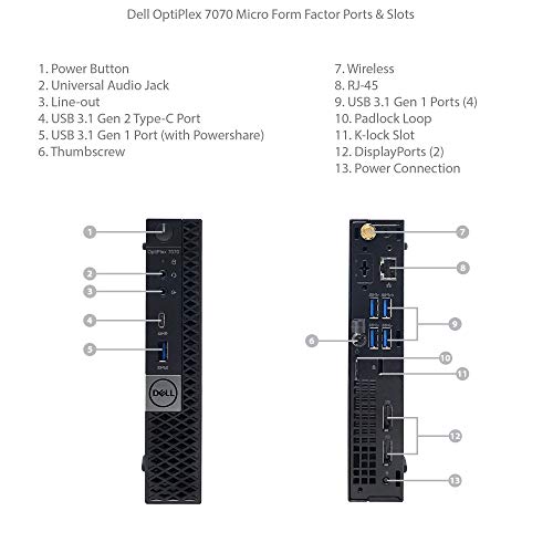 Dell Optiplex 7070 MFF Micro Form Factor Desktop Intel i7-9700T 8-Core 16GB DDR4 512GB SSD Windows 11 Pro