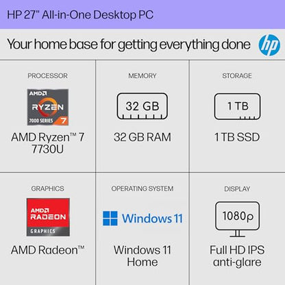 HP 27 inch All-in-One Desktop PC 27-cr0012 1920x1080 60Hz LED