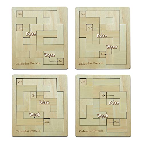 XHDAI 9.8 x 7.8 inch Wooden Calendar Puzzle Model# B09N8L8Z66