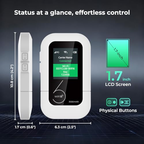 EIOTCLUB 4G LTE Portable WiFi Hotspot M47-US 1.7 Inch LCD No Contract
