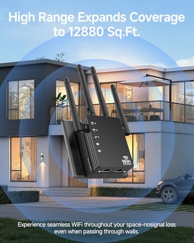 GEYILO 1200Mbps WiFi Extender WD-R1200U Dual-Band Coverage 12880 sq ft
