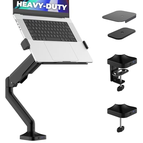 DESKELLO Elevate Pro 17.3" Laptop Mount Arm - Desk/Tabletop Clamp-Mount - Adjustable - Heavy-Duty - Matte Black
