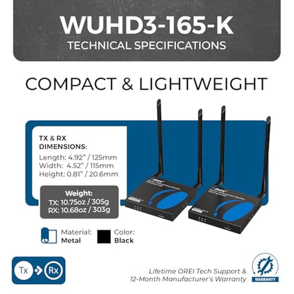 OREI 12" x 10" x 10" WUHD3-165-K 4K 30Hz HDMI Multiroom Wireless Extender