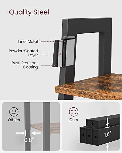 VASAGLE 4-Tier Ladder Shelf ULLS44X Floor Mount Steel Frame Rustic Brown and Ink Black