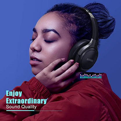 BERIBES Over Ear Bluetooth Headphones WH202A 65H Playtime 6 Music Modes Wireless Headset