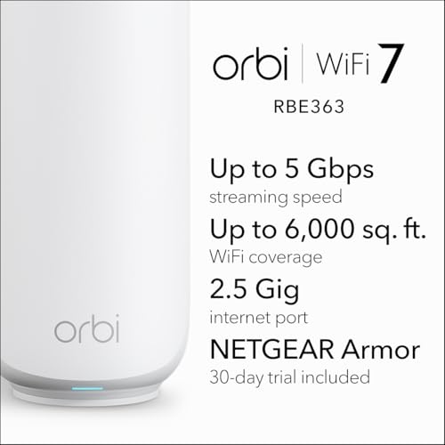 NETGEAR RBE363 Dual-Band Wi-Fi 7 Mesh System 5 Gbps 6000 sq.ft. Coverage