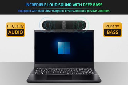 XKX 40mm XKX115A Stereo Computer Speakers, USB Compatible, Clip-On Mount, Plastic Enclosure