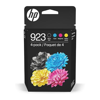 HP 923 CMYK Original Ink Cartridge 4-Pack | High Yield | Compatible with: OfficeJet 8122e, OfficeJet Pro 8135e, 8138e, 8139e