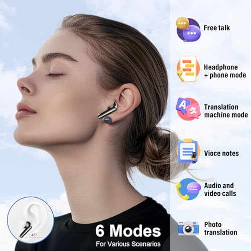 Thunelec BK01 Wireless Translator Earbuds Bluetooth 5.4 Active Noise Cancelling 48H Battery Life