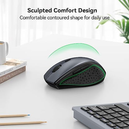 TECKNET Wireless Mouse EWM01002 4800DPI USB Ergonomic Optical 6 Buttons Right-Handed