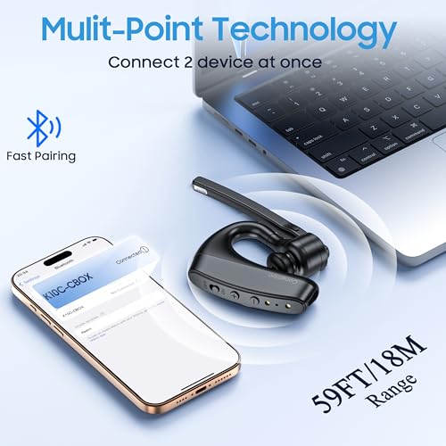 Conambo K10C-CBOX Bluetooth Headset V5.2 with 750mAh Charging Case