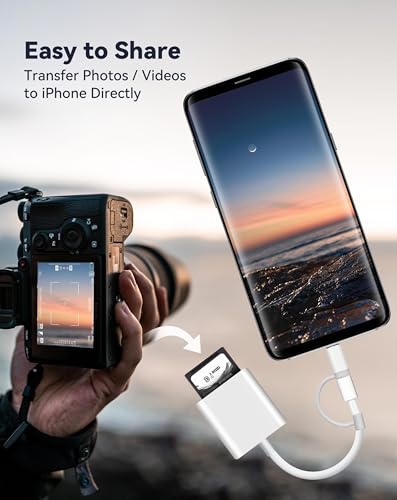 Fubiaofei SD Card Reader Dual Connector MicroSD, Lightning & USB Type C, 2TB Capacity
