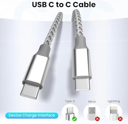 KYEHD 10 Feet USB-C to USB-C Cable Model A8753 - 60W Fast Charging - 45 Watts - Compatible with iPhone 16/15/14, Samsung Galaxy S21+, S21, S20, Google Pixel