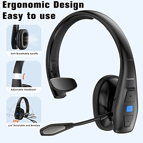 Conambo DE-JBT100 Wireless Bluetooth Headset V5.1 CVC8.0 Noise Cancelling Technology 35-Hour Battery Life On-Ear Headphones