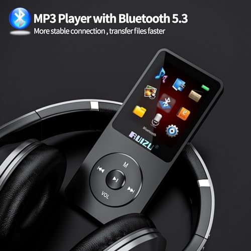 RUIZU 64GB X02 MP3 Player Portable Music Device with FM Radio, Voice Recorder, Video Playback, Bluetooth 5.3, LCD Display
