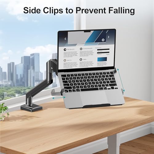 MOUNT PRO Laptop Stand Desk Mount, Universal Arm Mount, Fits Max 17" Laptop and 32" Monitor, Aluminum Adjustable Holder, 22lbs Capacity