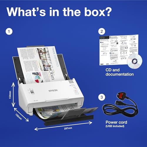 Epson A4 Scanner Workforce DS-410 600 DPI USB CMOS Flatbed Scanner
