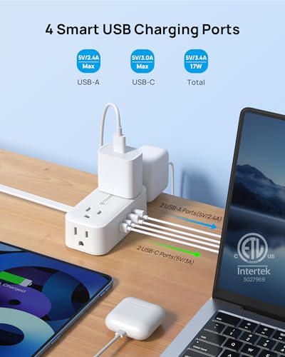 TROND 3.8"L x 1.7"W TD-PS-US15SX 125V 10A Surge Protector 900J White
