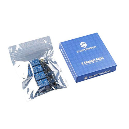 SunFounder 4-Channel Relay Module 5V DC PCB Mounting