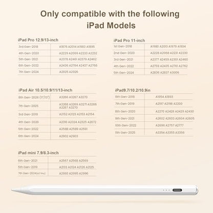 Hastraith 6.53in WKZP010EA iPad Stylus Pen with Tilt Sensitivity and Palm Rejection