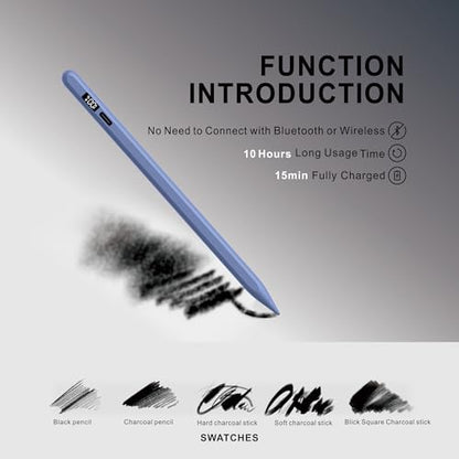 PERMARK 0.09kg Compatible Stylus for iPad 2018-2025 Lithium-Ion Battery 10 Hours Blue