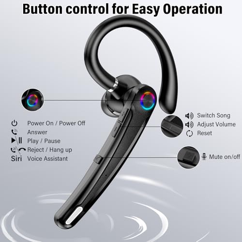Atheewon U8 Bluetooth Headset V5.4 Wireless Earpiece with Noise Cancelling Dual Microphone