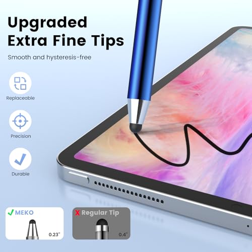 MEKO 10 Pack Thin Rubber Tip Stylus with 20 Replaceable Tips for Touchscreen Devices