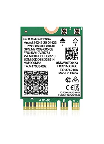 NICGIGA 802.11ax WiFi 6E Wireless Network Card AX210 M.2 NGFF Bluetooth 5.3 Max 5400Mbps Compatible with Windows 10/11