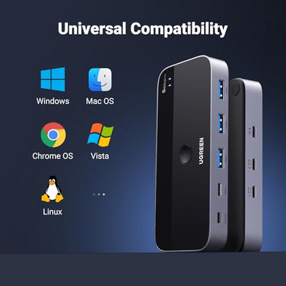 UGREEN USB Switch 4 Ports 2 Computer Manual Switch Type Remote Control