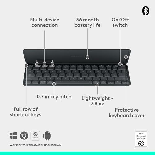 Logitech 220 Grams KEYS-TO-GO 2 78 Keys Bluetooth Keyboard QWERTY Portable Configuration