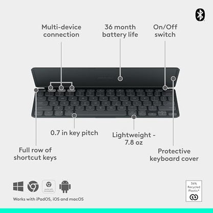 Logitech 220 Grams KEYS-TO-GO 2 78 Keys Bluetooth Keyboard QWERTY Portable Configuration