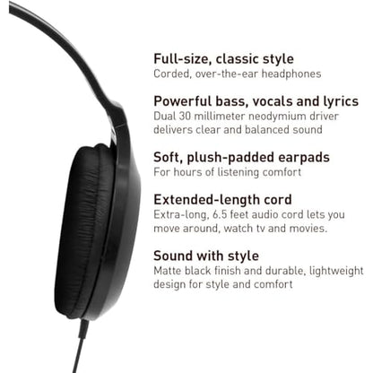 Panasonic RP-HT161-K Over Ear Headphones 32 Ohms 27 kHz Wired Headphones