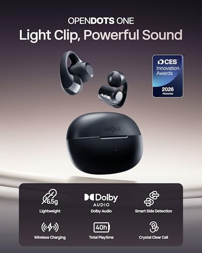 SHOKZ E310 OpenDots ONE True Wireless Earbuds, Bluetooth 5.4, 20Hz-20kHz Frequency Range, Open-Ear Design, Water Resistant, 40 Hours Battery Life