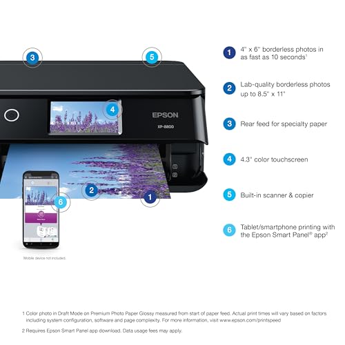 Epson Expression Photo XP-8800 5760 x 1440 Inkjet Printer Auto-Duplex Scanner Copier Wireless