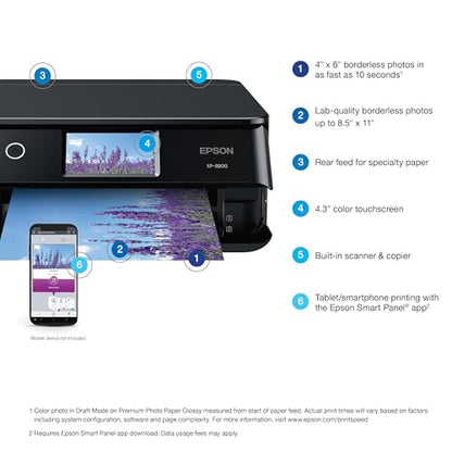 Epson Expression Photo XP-8800 5760 x 1440 Inkjet Printer Auto-Duplex Scanner Copier Wireless