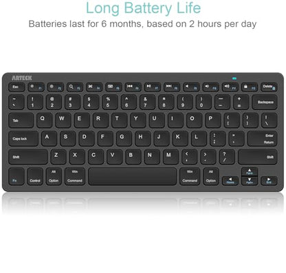 Arteck 11.2" x 4.7" x 0.2" HB098 QWERTY Bluetooth Keyboard Mechanical Scissor-switch