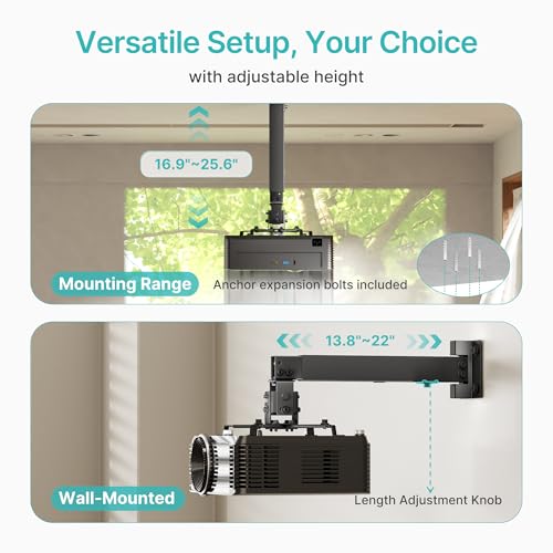 PEGZONE Wall Mount Projector Bracket 55470376-acec-4470-87f0-1673950968d1 Adjustable Bracket 44 lbs Black