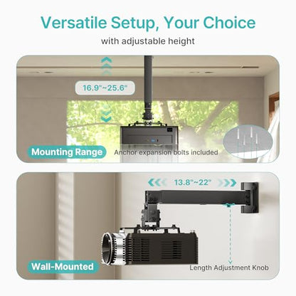 PEGZONE Wall Mount Projector Bracket 55470376-acec-4470-87f0-1673950968d1 Adjustable Bracket 44 lbs Black