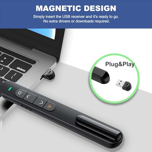 QUI Wireless Presenter BK600 Ergonomic 328 ft USB Remote Clicker with 6 Buttons